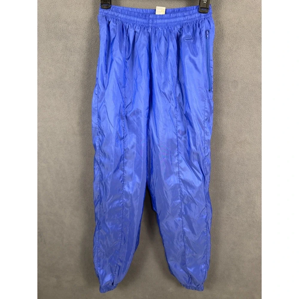 Nike Track Pants Womens Medium Blue Nylon Windbreaker Ankle‎ Zip Vintage